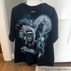 Vintage Y2K Grunge Graphic Tee Wolf